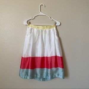 Silky color block knee length skirt
